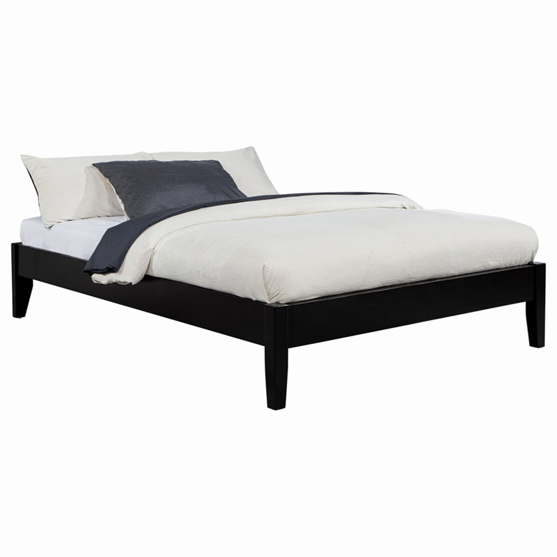 Base de lit plateforme noire, Lit double, Noir