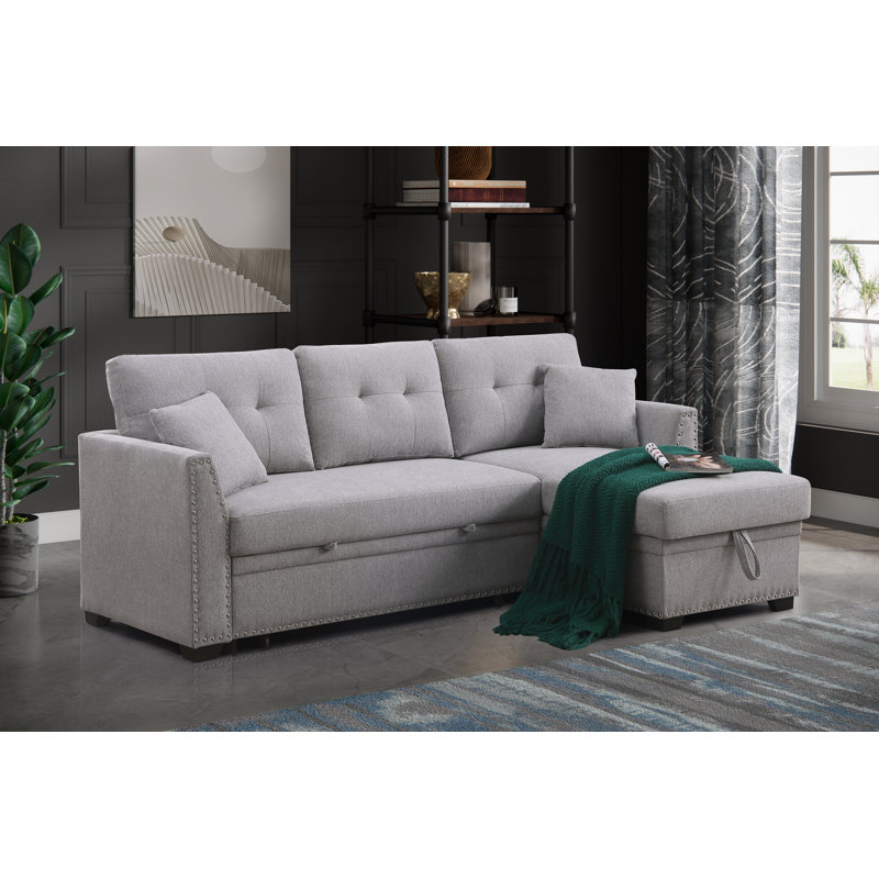 Lucenia Upholstered 81.5'' Sleeper Sofa, Light Gray