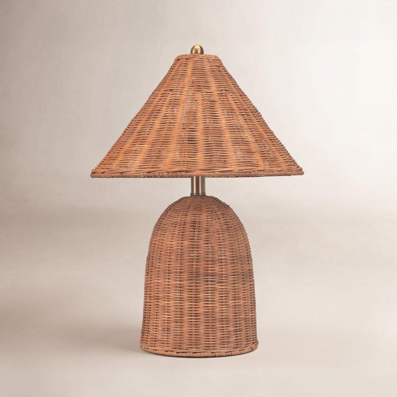 Lampe de table en rotin bronze antique