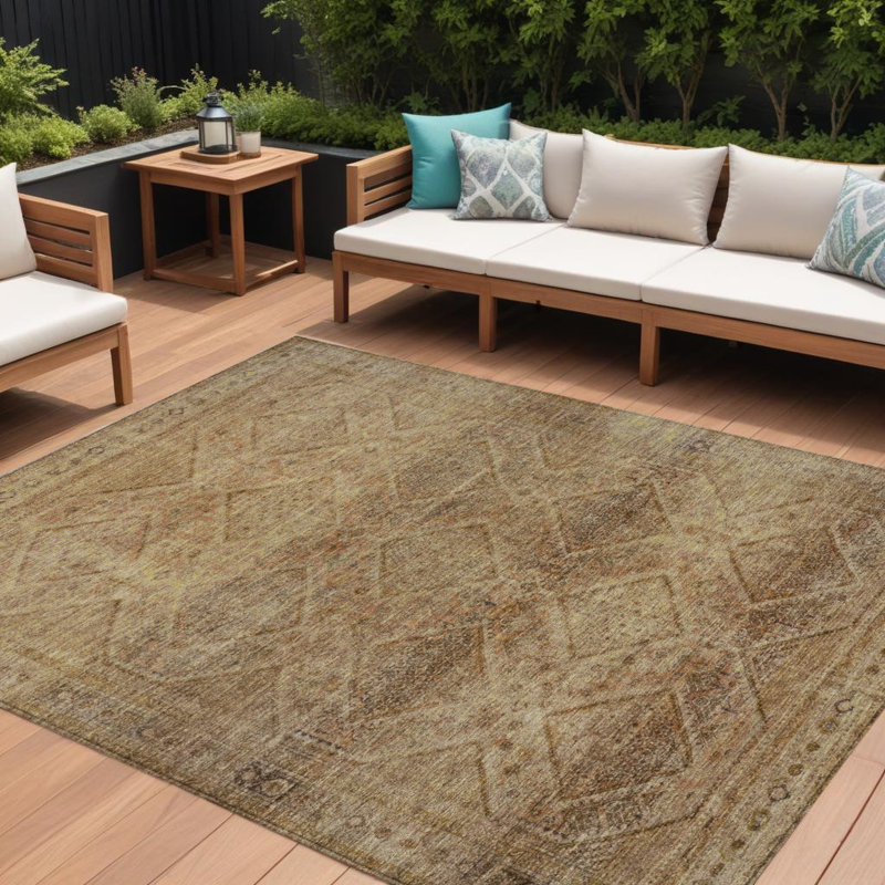 Tapis intérieur / extérieur lavable kaki et beige 10 'x 14'