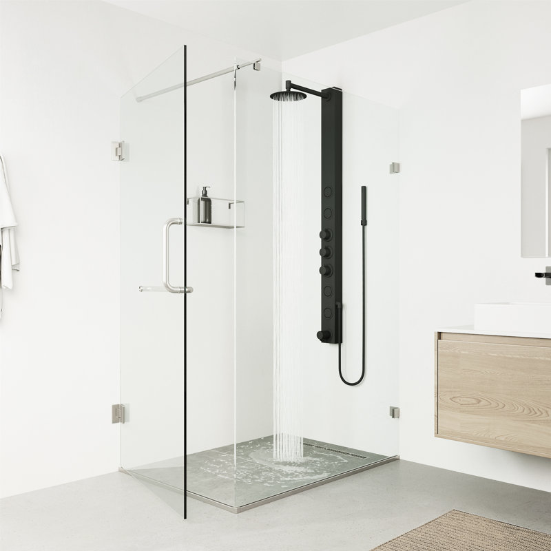 Panneau de douche Bowery 58,06 "avec pomme de douche fixe, Noir mat