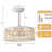 18.5 "Remote Reversible Vintage White Rattan Cage Down Rod Mount Flush Mount Ceiling Fan with Living Room/Bedroom Lighting Kit-1316238310