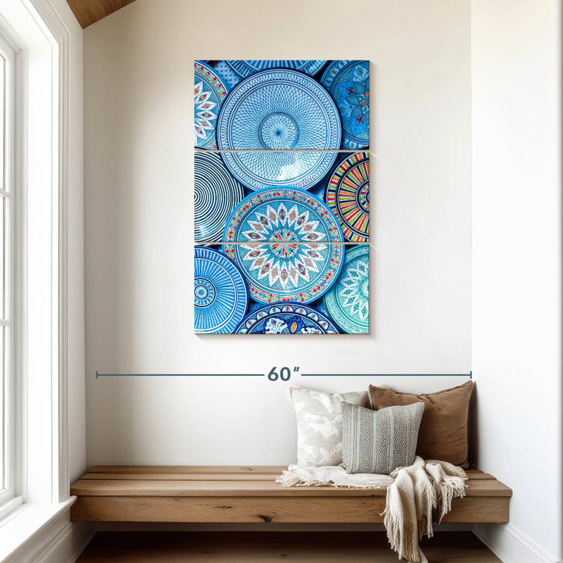 Senne Blue Moroccan Plates, 45" H x 28" W