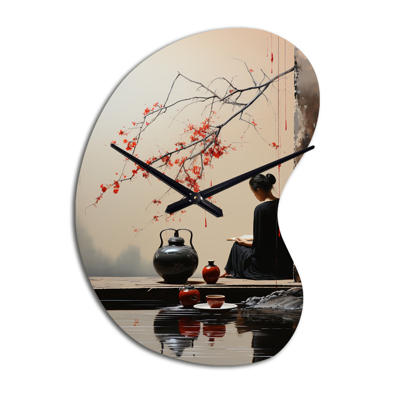 Japan Art Tea Ceremony II - Japan Art Unique Shape Metal Clock, Global Asymmetrical Wall Clock Print, Small