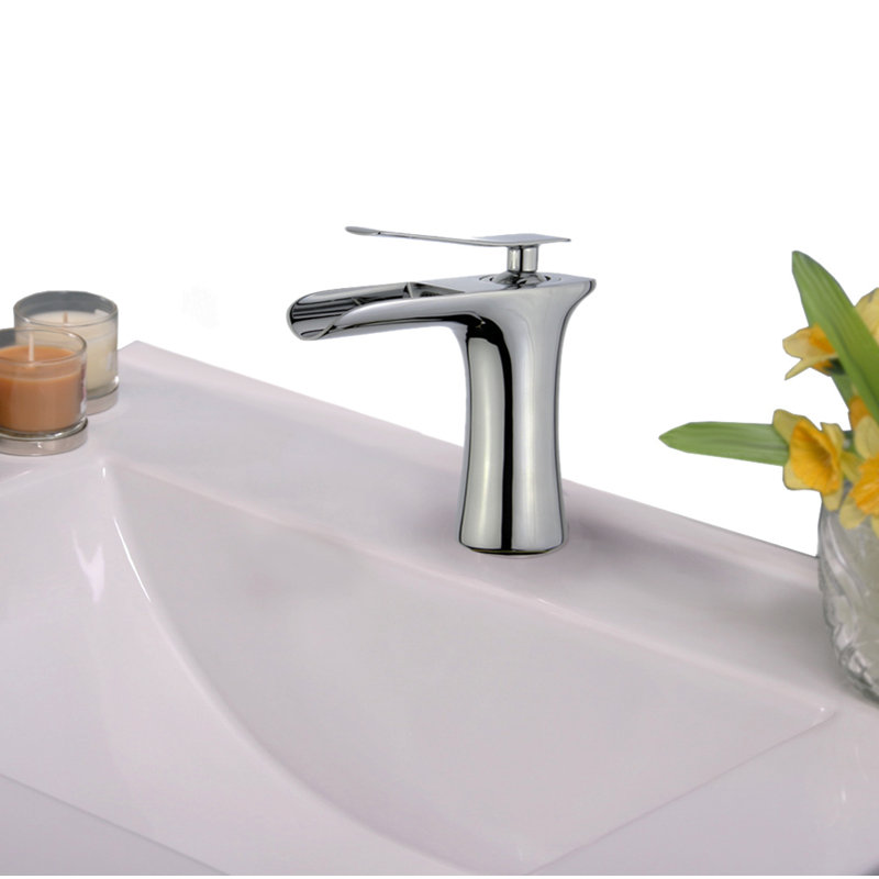 Robinet de salle de bains monotrou avec ensemble de drainage, Chrome poli