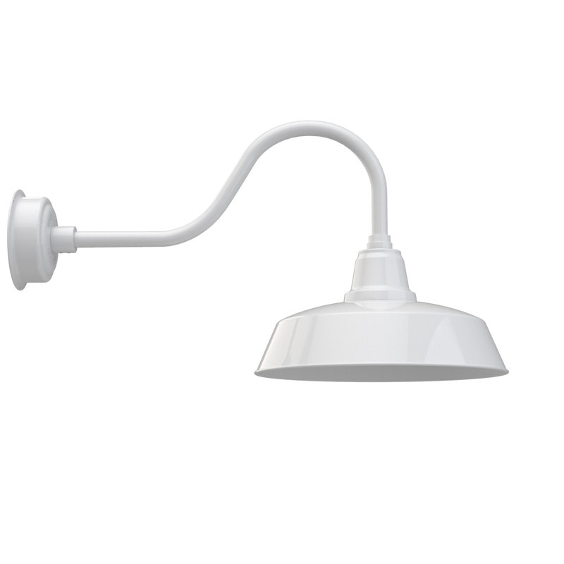 Luminaire de grange d’extérieur Vandervliet, Blanc, H 16,87 po x l 16 po x P 31,75 po