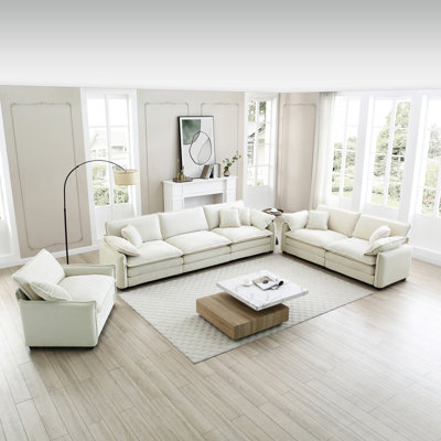 Velours côtelé beige surdimensionné - amovible pour plus de polyvalence 3 pièces combinant éléments classiques et modernes
