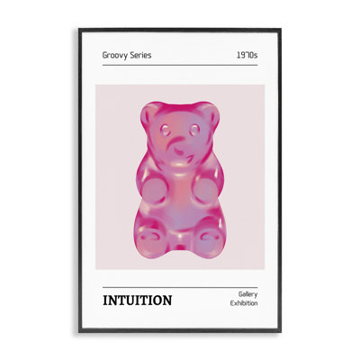 Intuition Phrase Candy Bear Framed Giclee, design by LSR Design Studio
