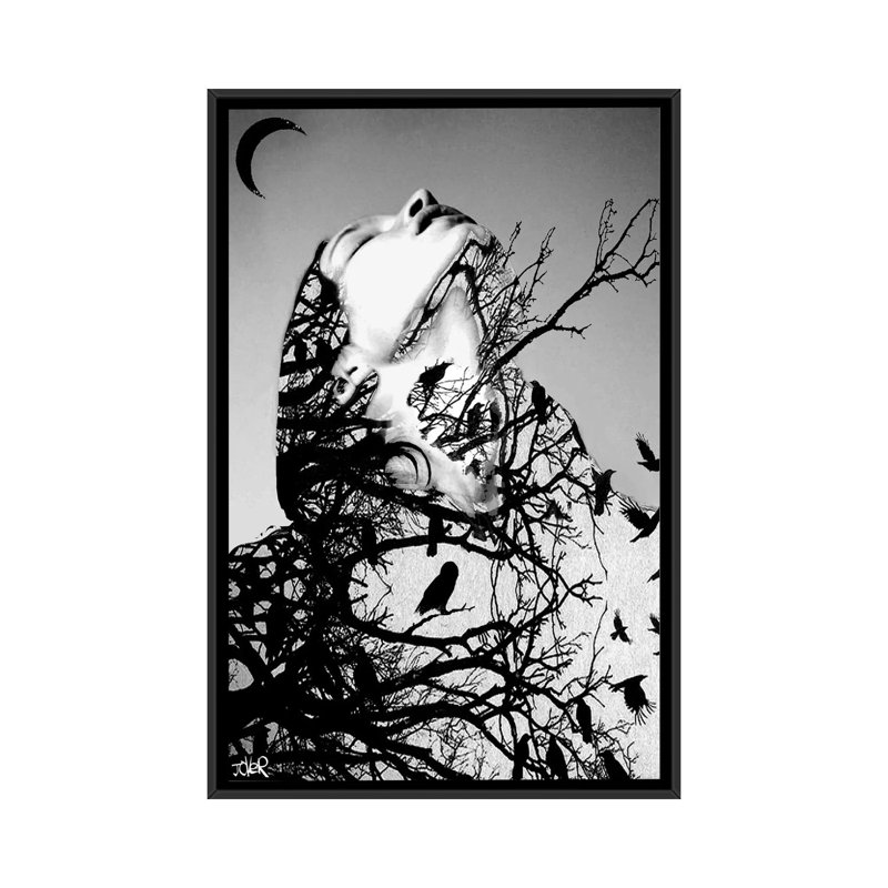 «Don't Look Down», impression sur toile, H 26 po x l 18 po x p 1,5 po, Toile avec cadre noir, Pas de tapis