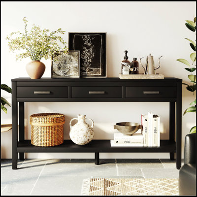 Console contemporaine à 3 tiroirs avec 1 tablette, table d'entrée pour vestibule, couloir, salon, vestibule, couloir