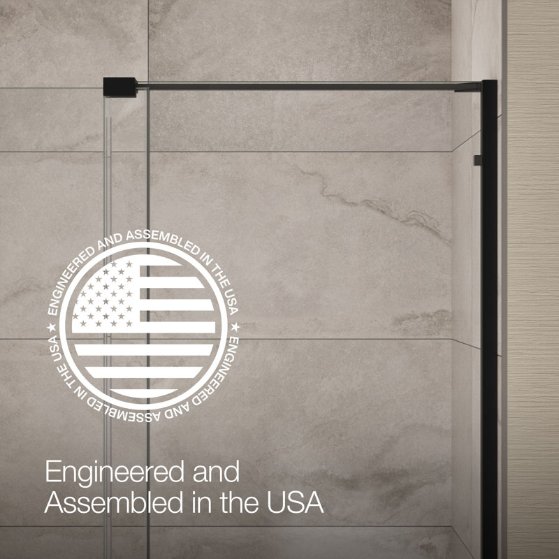Echelon Sliding Bath Door, 58-1/4 In. H X 55-3/4 - 59-3/4 In. W, With 5/16 In. Thick Crystal Clear Glass, Matte Black