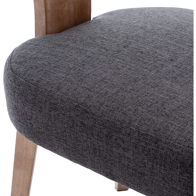 Chaises de salle à manger rembourrées avec pieds en bois Inelda, Lin gris anthracite / brun
