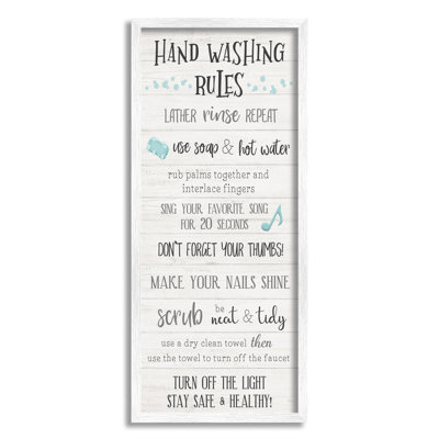 «Hand Hand Hand Rules», guide de salle de bain, hygiène positive, estampe numérique encadrée, art texturé par Natalie Carpentieri