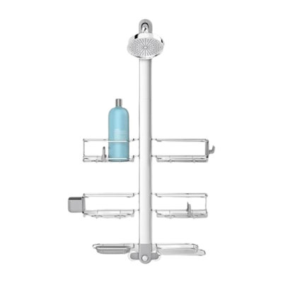 Serviteur de douche réglable XL avec cou extensible, organisateur en acier inoxydable et aluminium anodisé pour accessoires de salle de bain modernes, compatible avec pomme de douche à main, antirouille