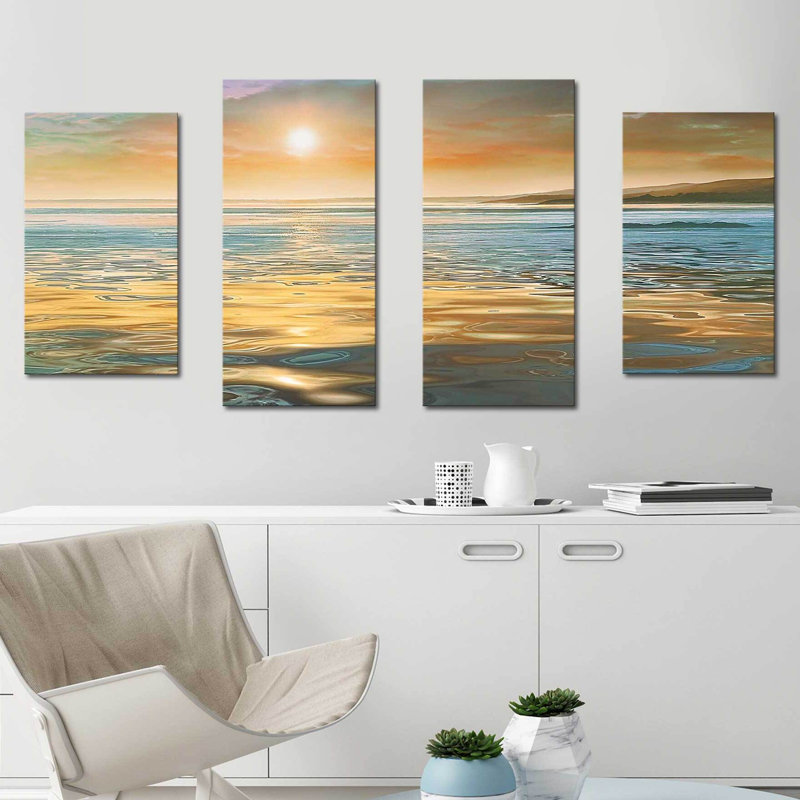 « soirée calme », reproduction de peinture à l’acrylique à multiples images sur toile, H 34 po x l 56 po x P 1 po