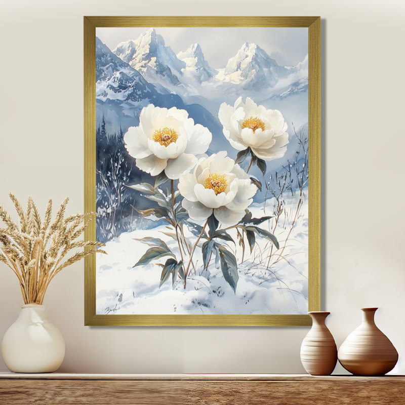 Ghulam - Floral Wall Art Prints, 20" H x 12" W, Single Picture Framed Print, Gold