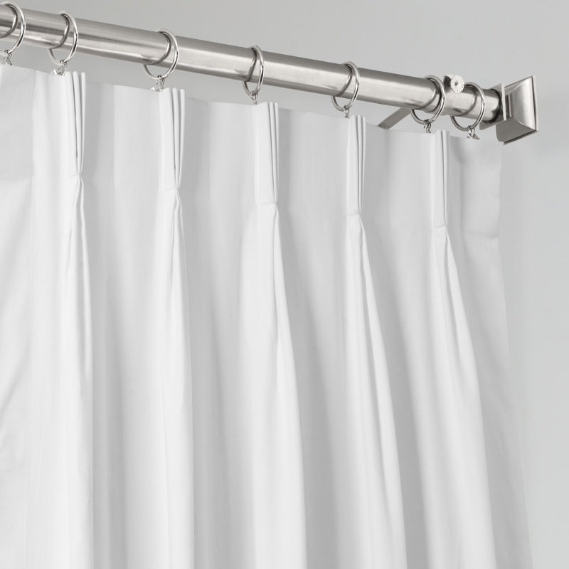 Braeville Pinch Pleat Semi-Sheer Drapes - Bedroom and Living Room Window Curtain Single Panel, 25" W x 96" L, White