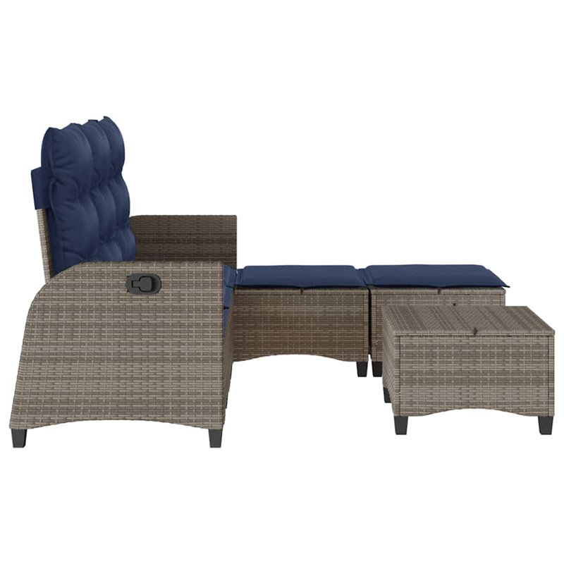  Ensemble de canapé de patio 3 pièces avec coussins en rotin de polyester gris en forme de L, Marine
