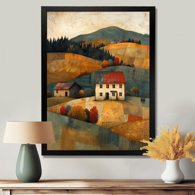 'Brown Green Autumn Rural Country Home Sunset II - Farmhouse Wall Art