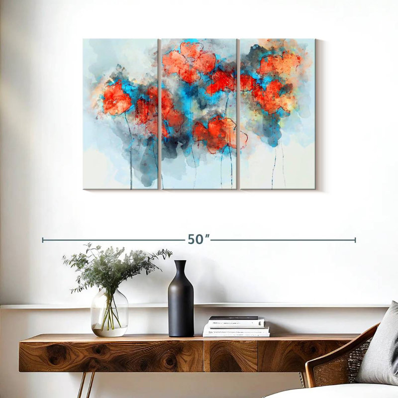 Coquelicots à motif floral abstrait Avery, H 24 po x l 38 po