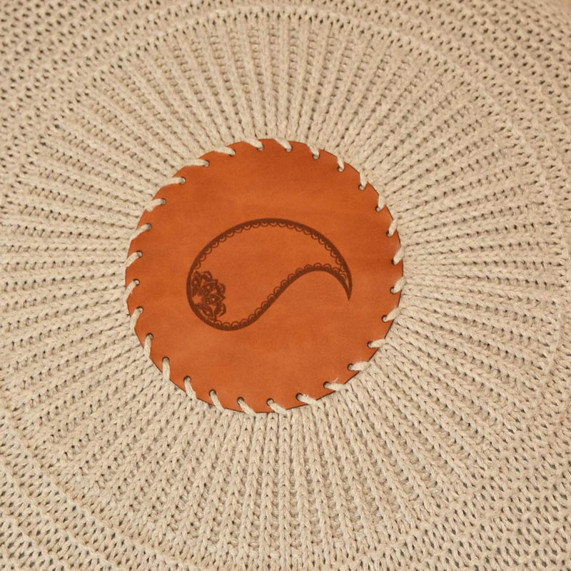 Pouf rond de 19 po de largeur, Ivoire