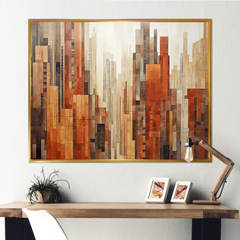 Caramel Colonnes Skycrapers Dream III - Skyscrapers, reproductions encadrées, Cadre flottant doré