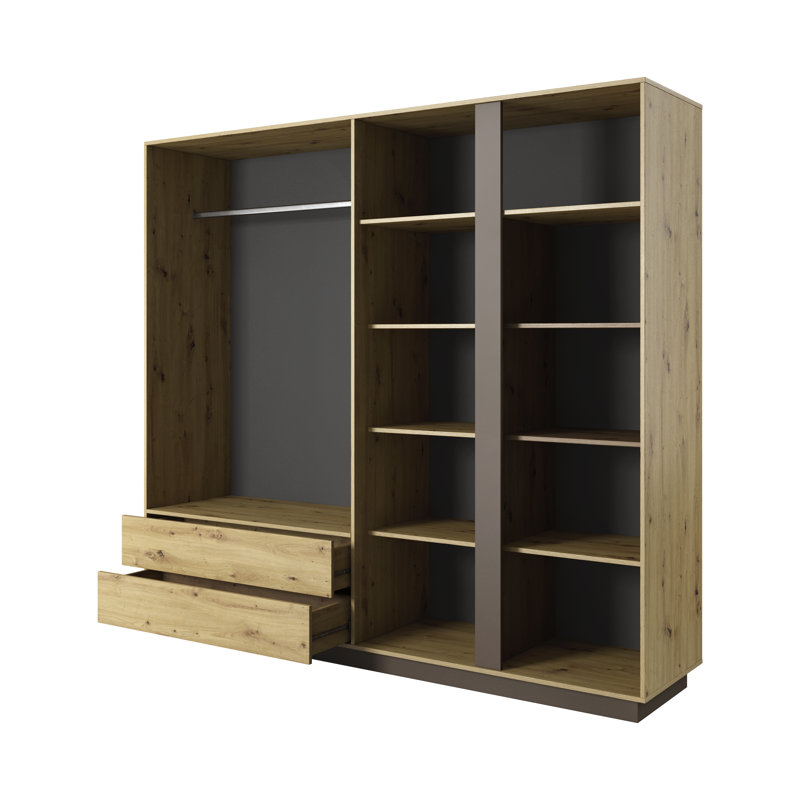 Janeliz 4 Door Manufactured Wood Wardrobe, Oak Artisan