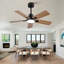 Ventilateur de plafond intérieur / extérieur intelligent de 42 po avec lumière, 6 pales noir / noyer à double finition, télécommande, DEL à intensité variable, moteur à courant continu silencieux à 6 vitesses, réversible