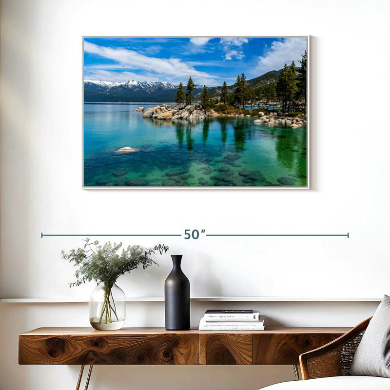 Green Lake Tahoe, Cadre flottant blanc, 37 po x 25 po