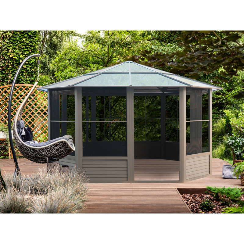 Gazebo Penguin Florence Solarium 12 Ft X 12 Ft Polycarbonate Roof - Sand, Beige, 12 Ft. W x 12 Ft. D