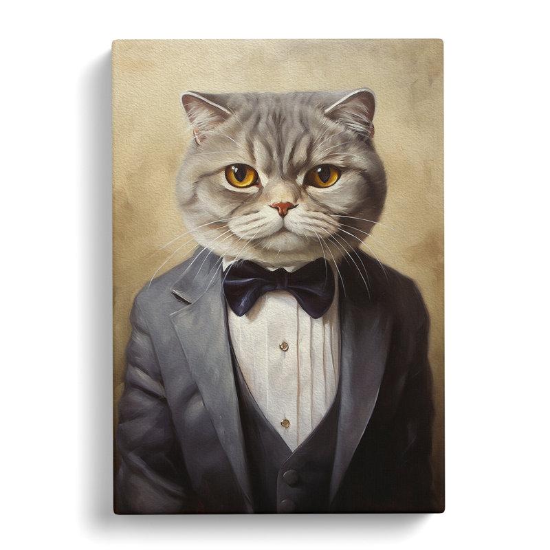 Cat in a Suit Painting No.6 - Wrapped Canvas, 50cm H x 35cm W x 3cm D