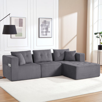 Versatile 100" W Cloud Sectional Sofa with Cup Holders - No Assembly Required, Perfect for Any Space