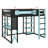 Space-Saving Loft Bed with Workstation, Open Shelves, Built-in Outlets & Ambient Light-1005193991