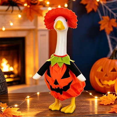 Décorations d'Halloween : citrouille maléfique de 58 cm (23 pouces), ensemble de costumes d'oies pour porche