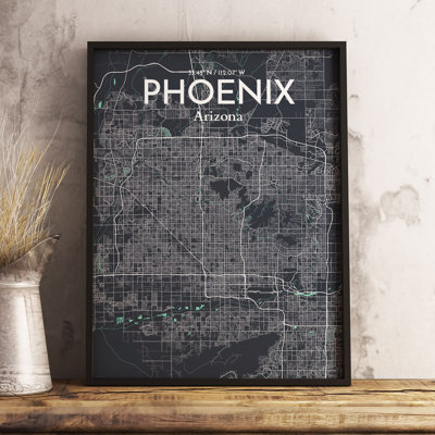 'Phoenix City Map' Graphic Art Print Poster in Dream