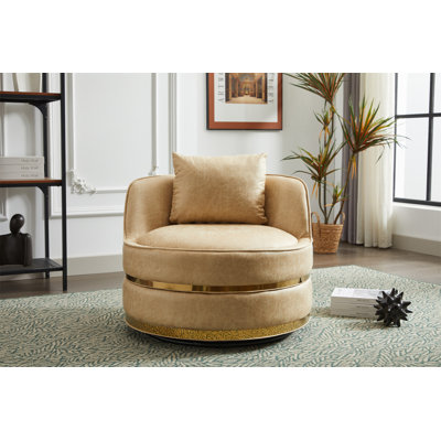 Chaise pivotante 360, conception en similicuir. Tissu de velours doux, fabrication stable. Base en acier inoxydable. Pour le salon, la chambre à coucher. Blanc, cadre d'assemblage simple et convient à la chambre à coucher, au bureau.