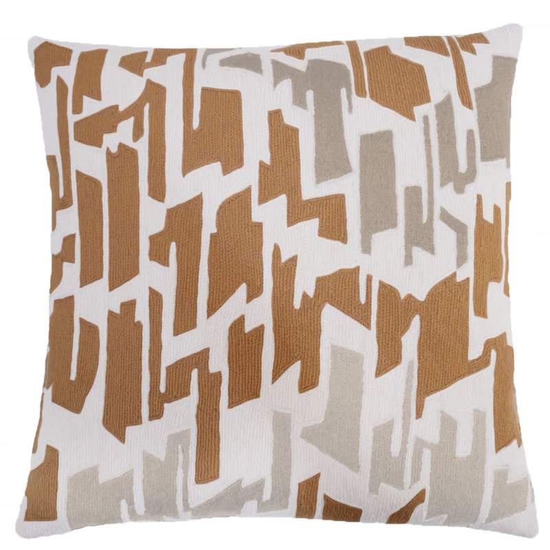 Tweed Hand-Embroidered Chain Stitch Pillow, Cream/Amber/Smoke/Oyster