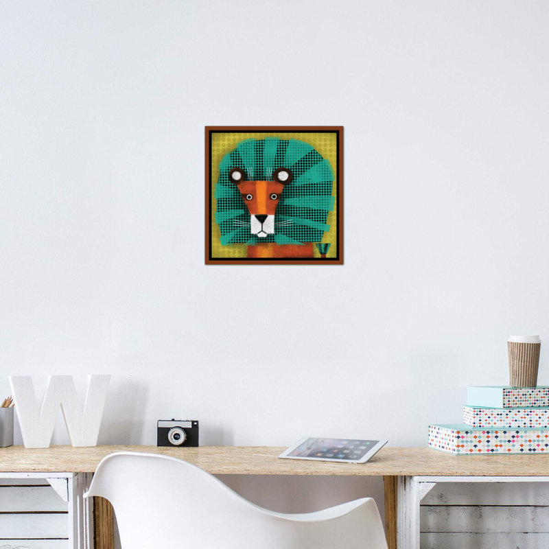 «Blue Mane» par Terry Runyan - impression, Pas de tapis, H 18 po x l 18 po x 1,5 po, Toile avec cadre brun