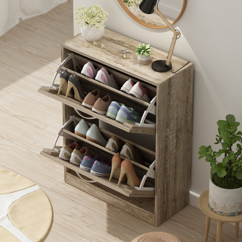 10 Pair Flip Down Shoe Storage, Brown