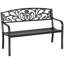 Banc de 50 po en métal avec dossier à motif floral pour cour