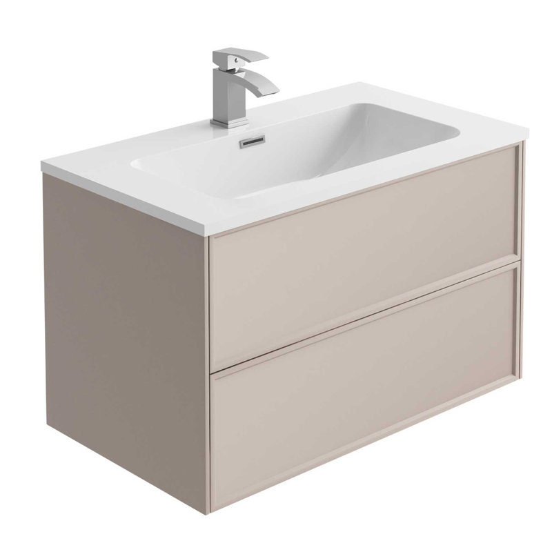 Kessa 800mm Single Bathroom Vanity with Integrated Resin Basin, French Blush