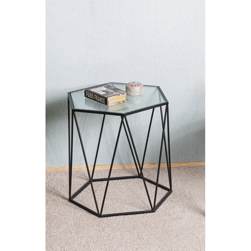 Indii Glass Top Frame End Table