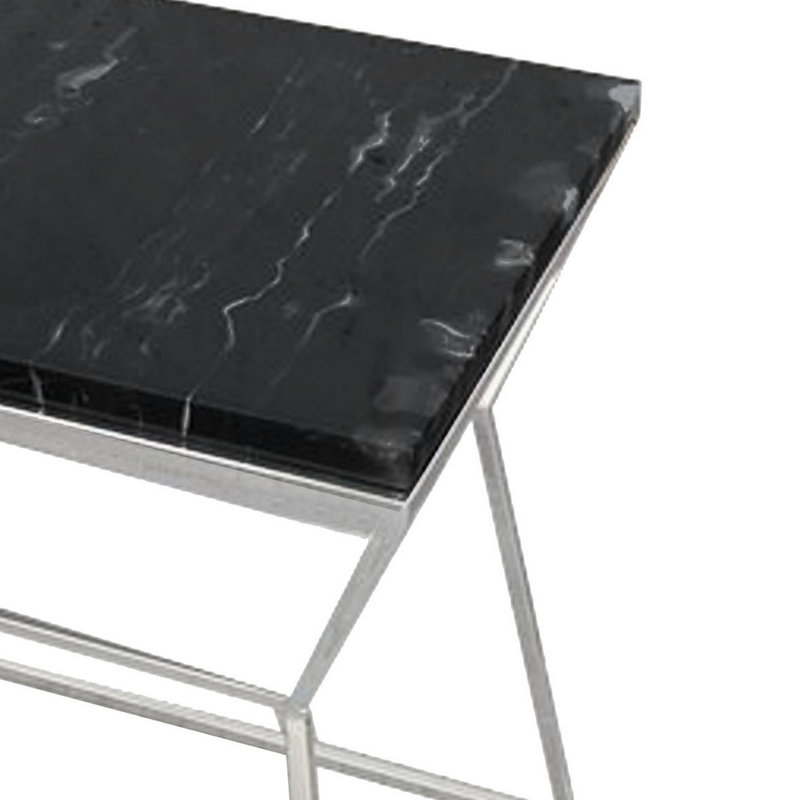 Lio Marble Top End Table, Black, Silver