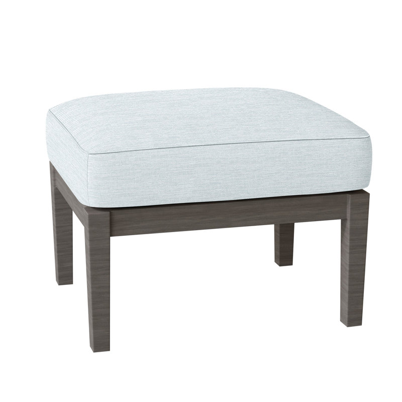 Lattice Outdoor Ottoman with Cushion, Welt, Herringbone Sand