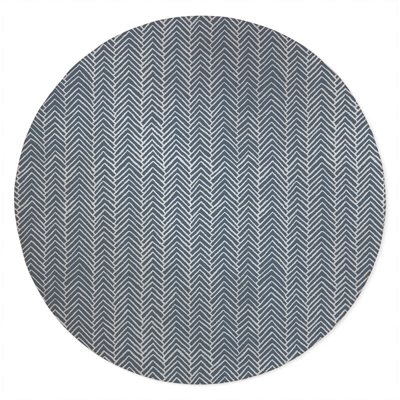 Chevron Block Non-Slip Outdoor Rug, Round 5'