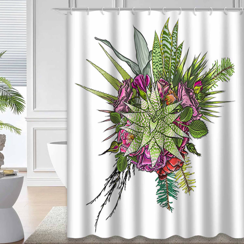 Rideau de douche avec 12 crochets, L 72 po x l 72 po