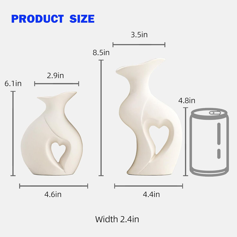 White Ceramic Vase Set Of 2