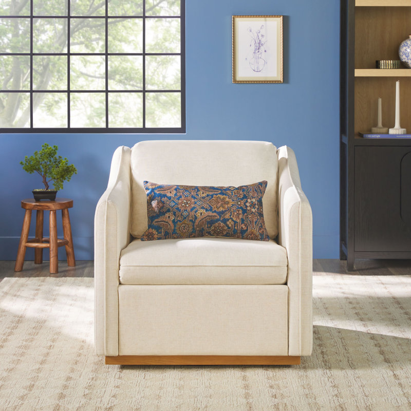 Fauteuil pivotant rembourré Modern Farmhouse, Crème