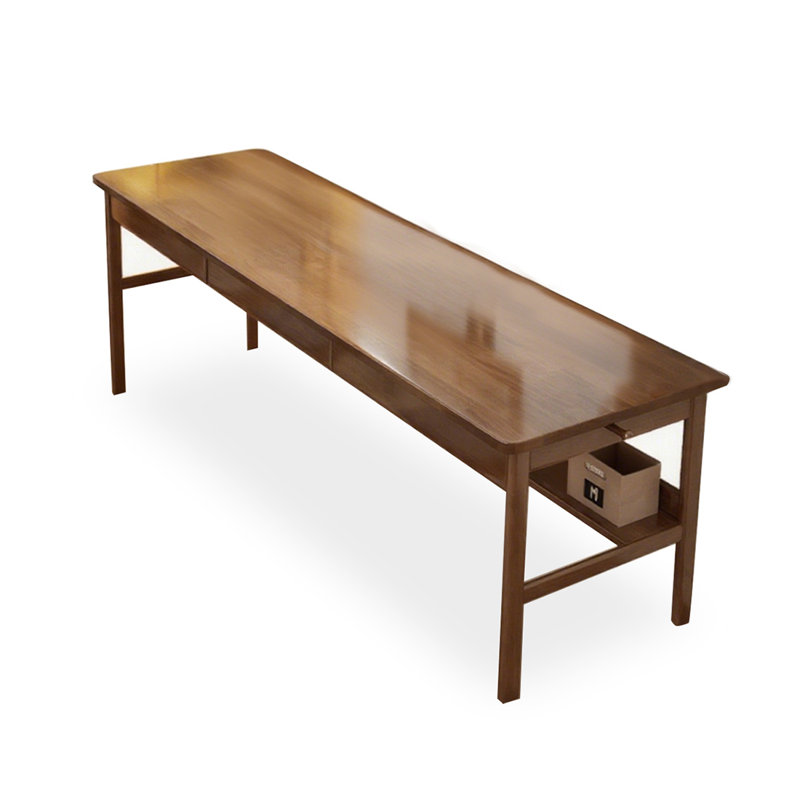 Bureau rectangulaire brun en bois massif, H 29,53 po x l 70,87 po x P 23,62 po