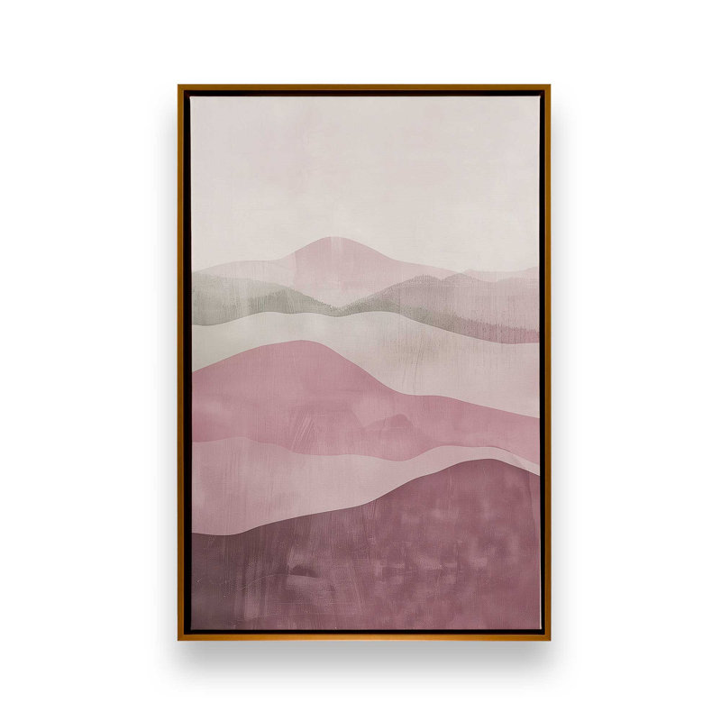 Ensemble de 3 brumines rose Fluorite, H 37 po x l 75 po, Cadre flottant or poli